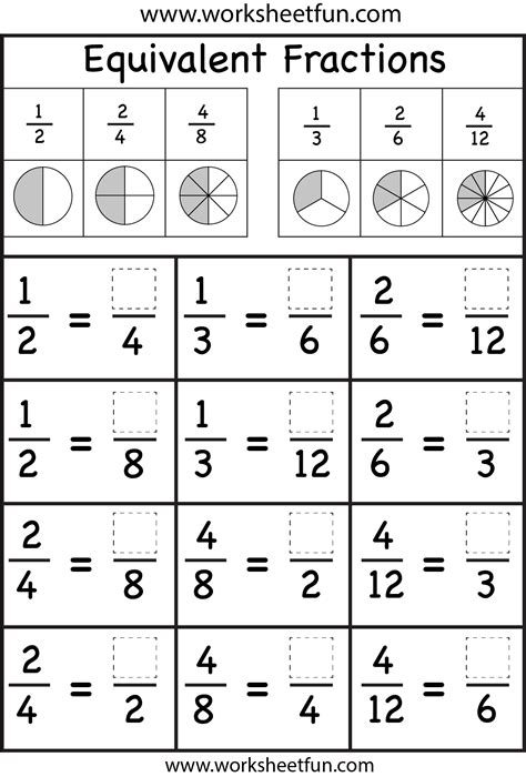 Equivalent Fractions Worksheet Free Printable Worksheets