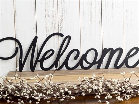 Welcome Sign Metal Wall Art Metal Sign Wall Decor Etsy
