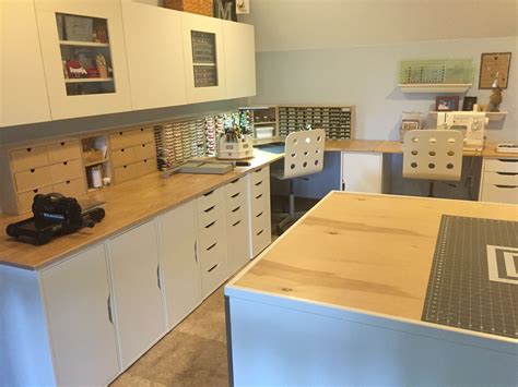 I know, you can return them, but i wanted to get it right the first time so i obsessed over every little thing… ha! An IKEA craft room with kitchen cabinets