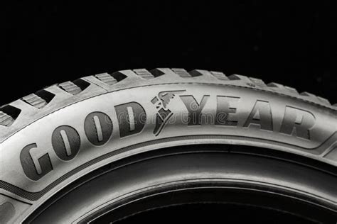 Krasnoyarsk September Goodyear Logo On The Sidewall Of The Tire Editorial Photography