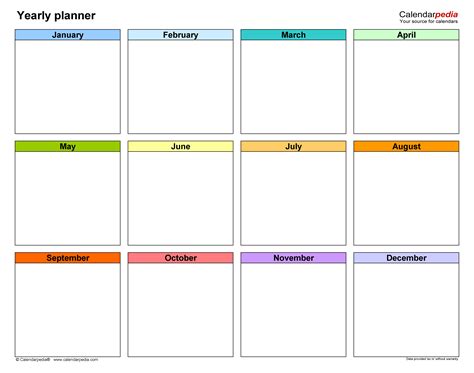 Yearly Planners In Microsoft Excel Format 36 Templates