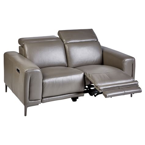 Olympia Grey Leather 2 Seater Electric Recliner Sofa