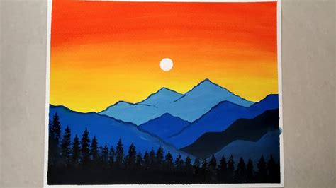 Easy Poster Colour Sunset Landscape Painting For Beginnershow To Paint