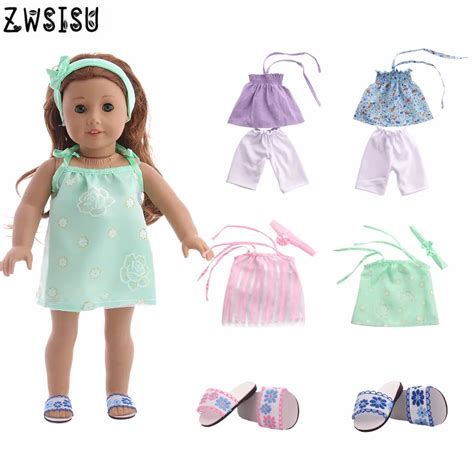 Fashion New 4pcs Doll Clothes Shoes For 18 Inch American Doll And