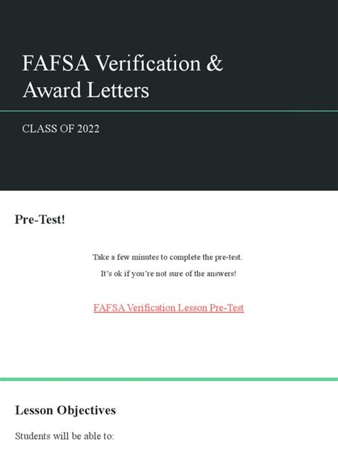 Fafsa Verification And Award Letters Class Of 2022 Pdf Student Loans