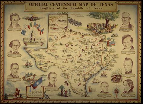 Official Centennial Map Of Texas The Portal To Texas History