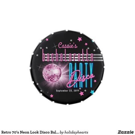 Retro 70s Neon Look Disco Ball Bachelorette Cand Candy Tin Zazzle In