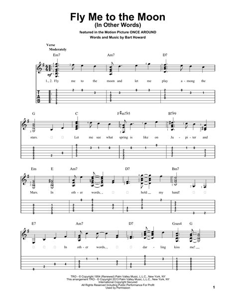 And let me play among the stars Fly Me To The Moon (In Other Words) Guitar Tab by Tony ...