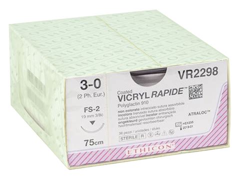 Ethicon Vicryl Rapid Absorbable Sutures Gauge 30 Needle 19 Mm Braided