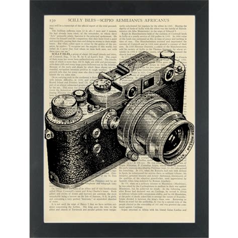 Vintage 35mm Camera Black And White Drawing Dictionary Art
