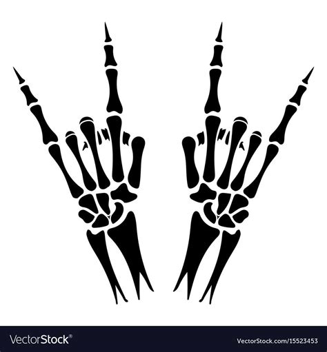 Skeleton Hands Heavy Metal Sign On White Backdrop Vector Illustration