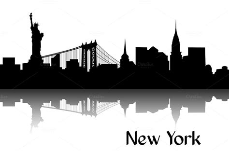Silhouette of New York | New york skyline silhouette, City skyline silhouette, Silhouette painting