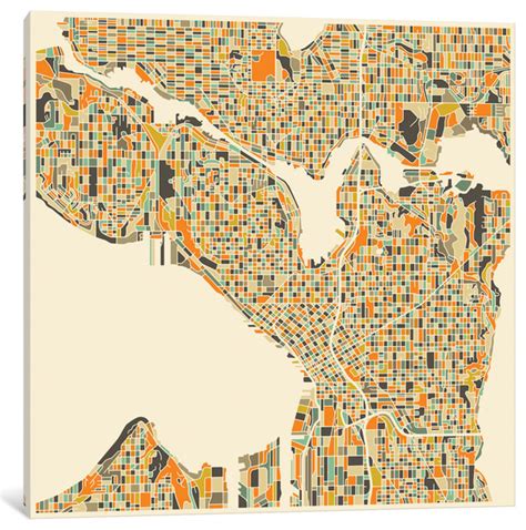 Abstract City Map Of Seattle By Jazzberry Blue 12x12x75