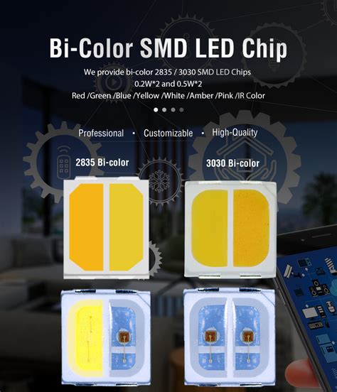 Bi Color Dual Color Smd Led Chip 2835 3v 05w 1w Led Diode Bi Color For