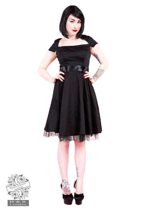 Black Sailor Collar Dress In Black Hearts And Roses London