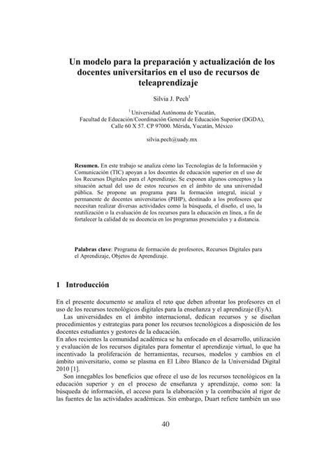 pdf un modelo para la preparación y actualización de los docentes universitarios en el uso de