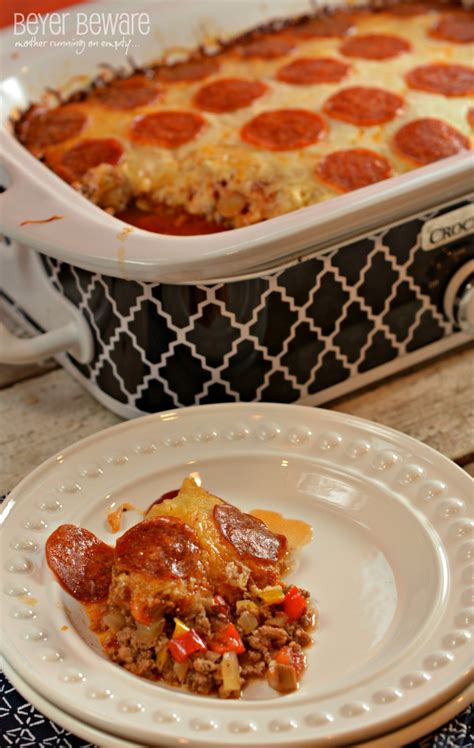Slow cooking your vegetables keeps all the nutrients in the food. Low-Carb Crock Pot Pizza Casserole - Beyer Beware