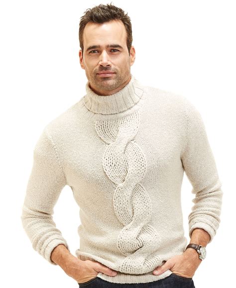 Small embroidered logo on upper left front. Nautica Cable-Knit Turtleneck Sweater - Sweaters - Men ...