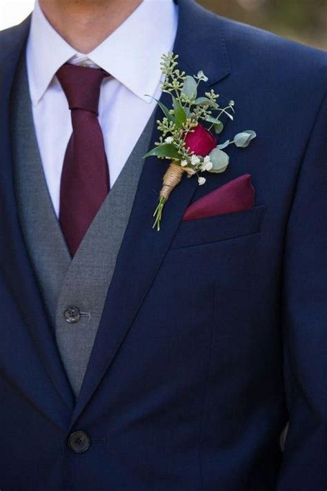 Navy Blue And Burgundy Groom Wedding Suit Ideas Navy Wedding Colors
