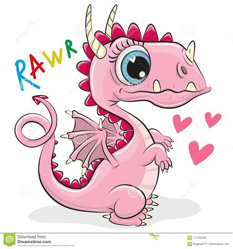 Cute Cartoon Dragon On A White Background Stock Vector Illustration