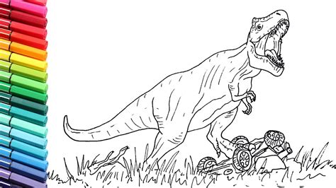 T Rex Drawing And Coloring Learn To Draw Dinosaurs From Jurassic
