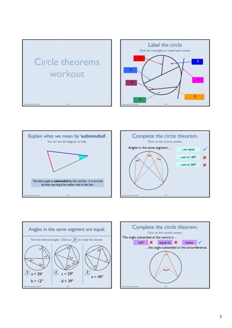 Circle Theorems Workout Ks4 Maths Teachit