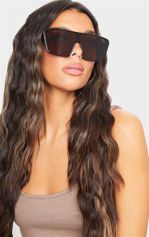 Black Squareframe Oversized Sunglasses Prettylittlething