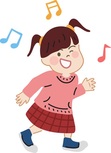Happy Cute Kid Dance With Music Cartoon Character Doodle Hand Drawn