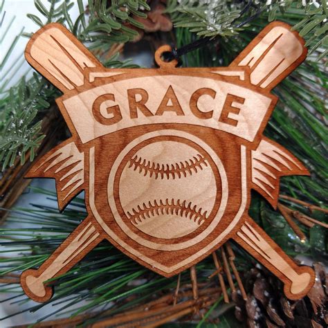 Personalized Baseball Softball Wooden Christmas Ornament Etsy