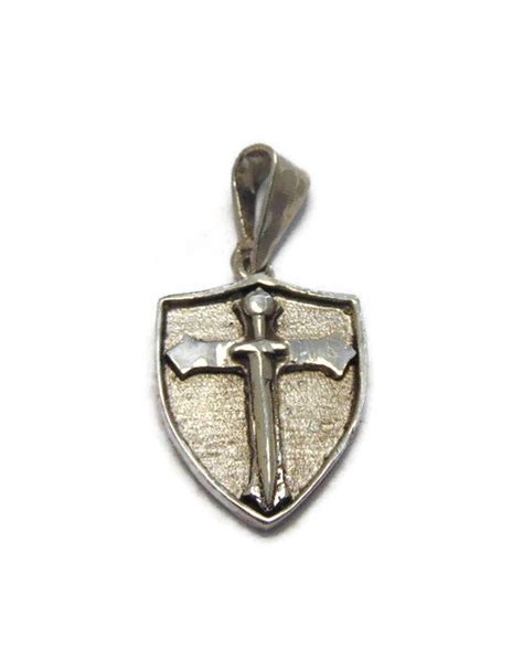 Warrior Shield Cross Pendant 925 Sterling Silver Etsy