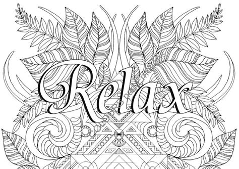 Relax Coloring Page Adult Coloring Page Affirmations Etsy Espa A
