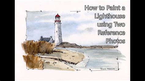 Paint A Lighthouse Using Reference Photos Line And Wash Watercolor