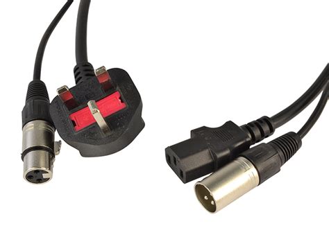 Combined Audio And Power Cable With Xlrs And 13 Amp Plug Power Leads