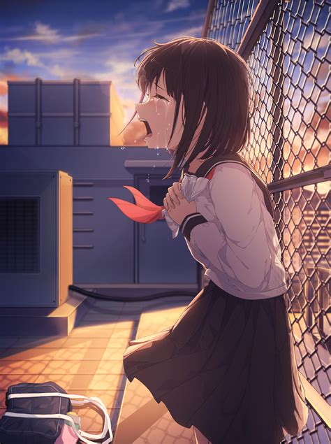 Senpai Left Me Original Anime Girl Crying Sad Anime Girl Me Anime
