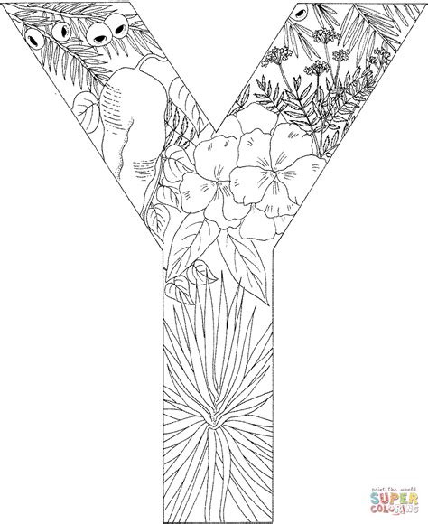 Letter Y with Plants coloring page | Free Printable Coloring Pages