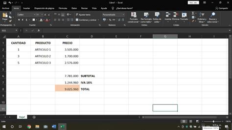 Cómo calcular el subtotal IVA y total en Excel una guía completa