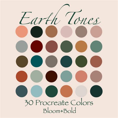 Earth Tones Procreate Color Swatches Etsy Earth Colour Palette