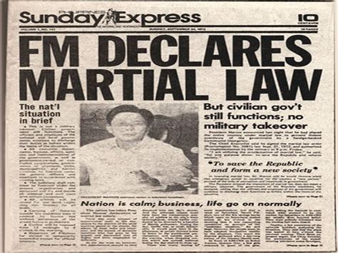 Martial law is a law administered by the military rather than a civilian government. As I see It from Bataan - Live in the Philippines