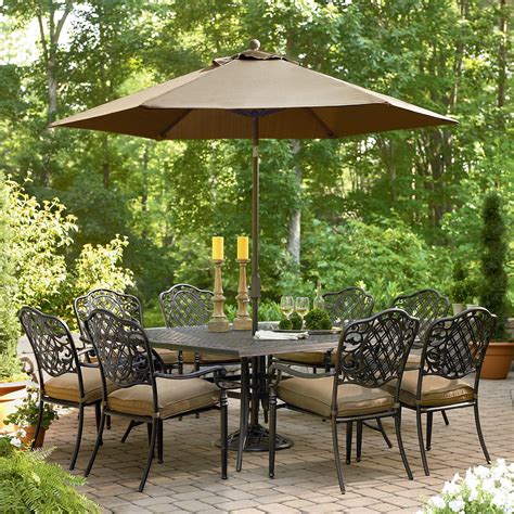 Yaheetech 3 pieces patio furniture sets indoor outdoor wicker bistro set rattan chair (1) sold by yahee technologies corporation. Arcadia 9 Pc. Dining Set: Get Upscale Outdoor Dining Ideas ...