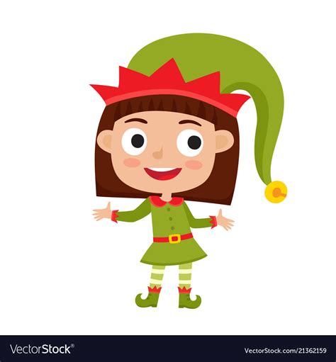 Cute Little Christmas Girl Elf Smiling And Vector Image
