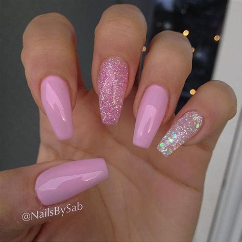 Pinterest Bmarryy Pink Glitter Nails Pretty Acrylic Nails Best