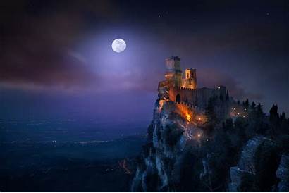 Night Marino San Castle Guaita Landscape Fortress