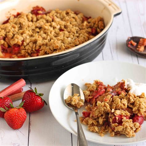 Balsamic Strawberry Rhubarb Crisp Recipe Gluten Free And Vegan