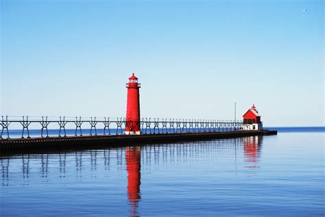 3840x2160 Resolution Red Lighthouse Sea Light House Pier Lake