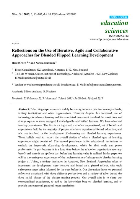 (PDF) Reflections on the Use of Iterative, Agile and Collaborative Approaches for Blended ...