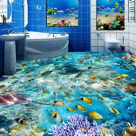 Custom Floor Mural Wallpaper 3d Room Landscape Undersea