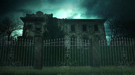 Mystical Horror Background With House Moon Stock Motion Graphics Sbv