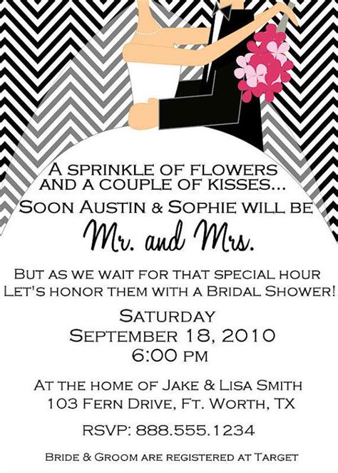 Custom Digital Chevron Bridal Wedding Shower Invitation Couples