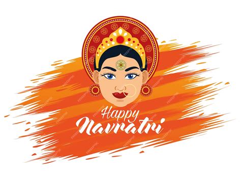 Premium Vector Happy Navratri Celebration Card With Beautiful Goddess And Lettering
