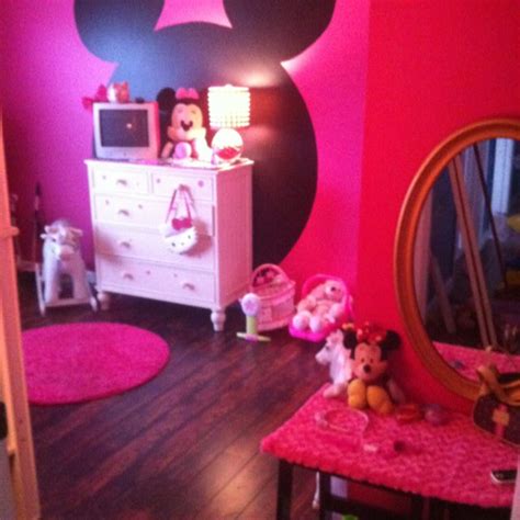 Matching the above bedding sets could be an elegant black nightstand and dresser like this: My little girls Minnie mouse bedroom | Girl room, Girls ...